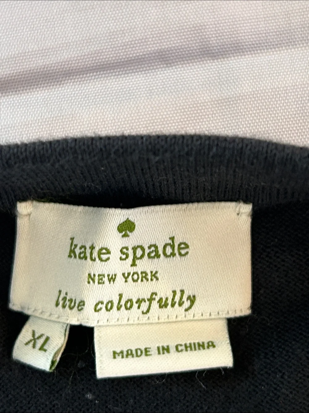 kate spade Black Embellished Crewneck Cardigan with Ivory and Brown Beads